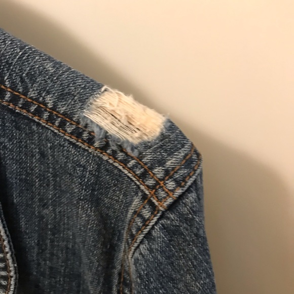Like New Distressed Denim Jacket - Picture 2 of 4